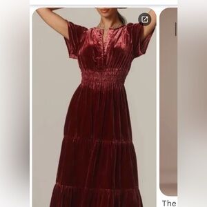 August Sky Velvet Burgundy Midi Dress
